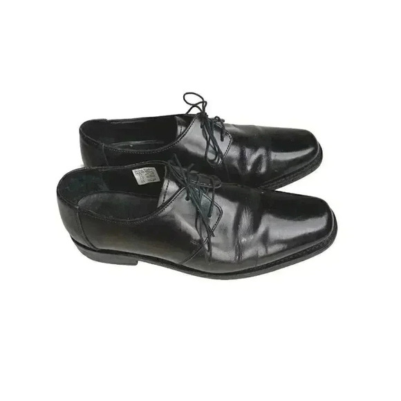 Samuel Windsor Black Leather Square  Toe Lace Up Oxfords Shoes Men's 8 - Picture 1 of 9